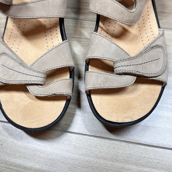 Revere Sandals Miami Emerald Stripe Beige Leather Comfort Women 11.5 - Picture 2 of 6